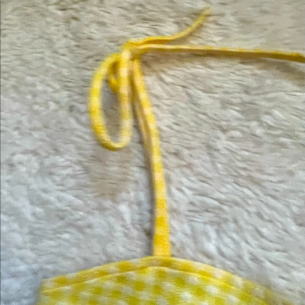 Yellow checked pattern dress - Picture 3 of 4